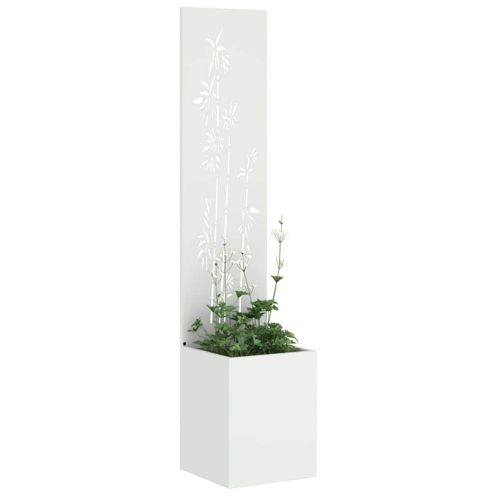VidaXL brise-vue de jardin fleurs blanc 32 x 140 cm acier laminé à froid