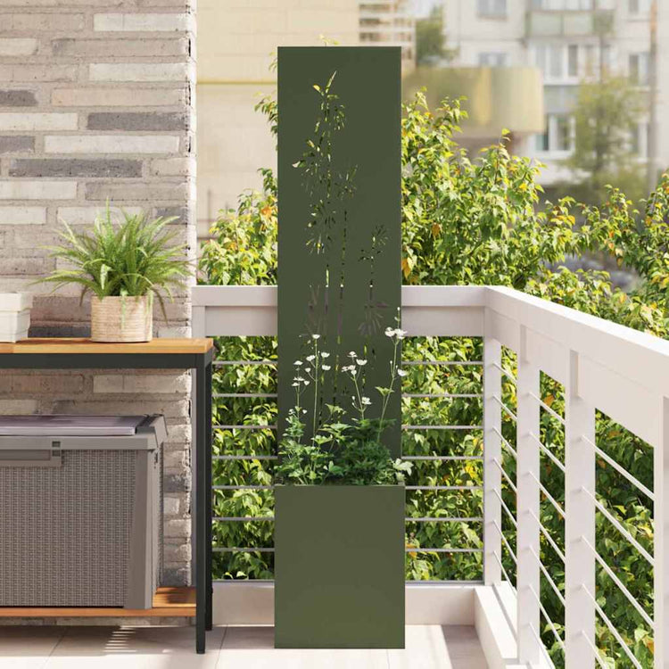 VidaXL brise-vue de jardin fleurs vert olive 32 x 32 x 150 cm