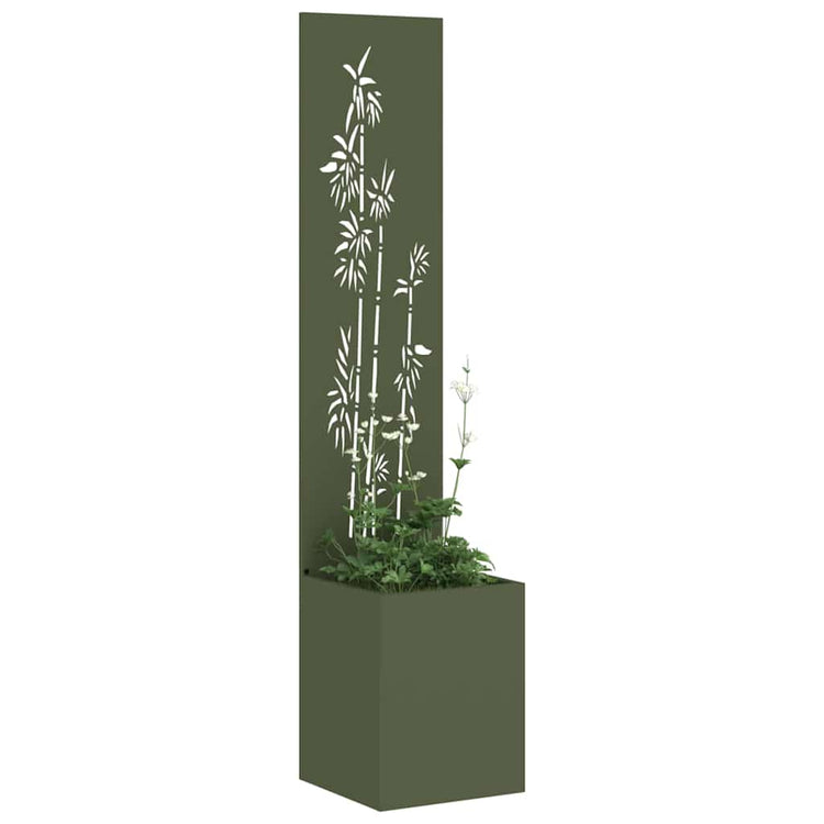 VidaXL brise-vue de jardin fleurs vert olive 32 x 32 x 150 cm