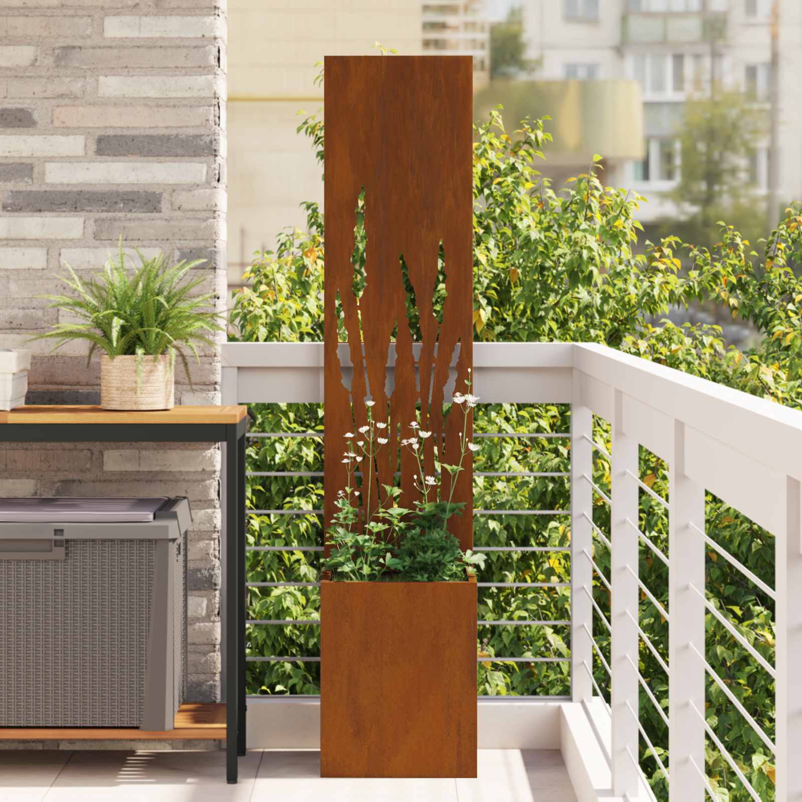 VidaXL brise-vue de jardin chantourné rouillé 32 x 140 cm acier corten
