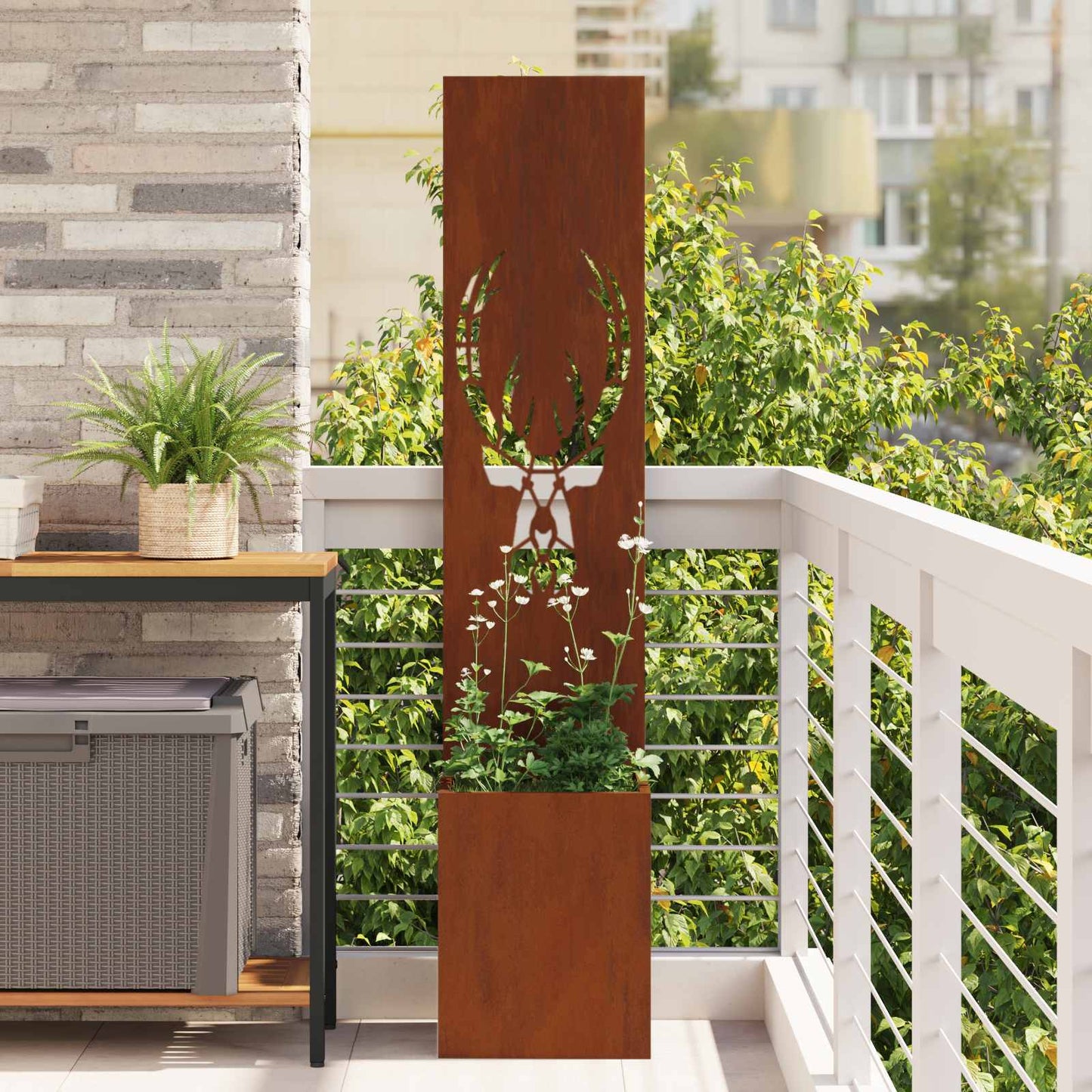 Vidaxxl brise-vue de jardin imprimé animal rouillé 32 x 140 cm acier corten