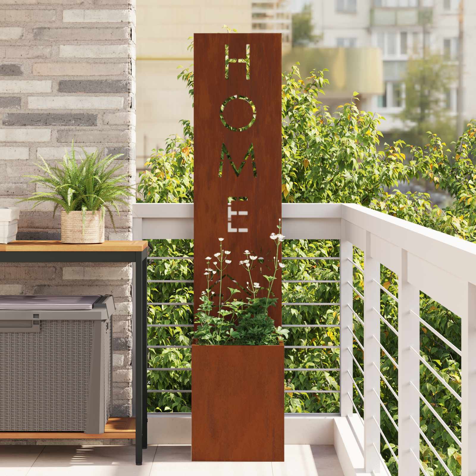 Vidaxl brise-vue de jardin rouillé 32 x 32 x 150 cm acier corten