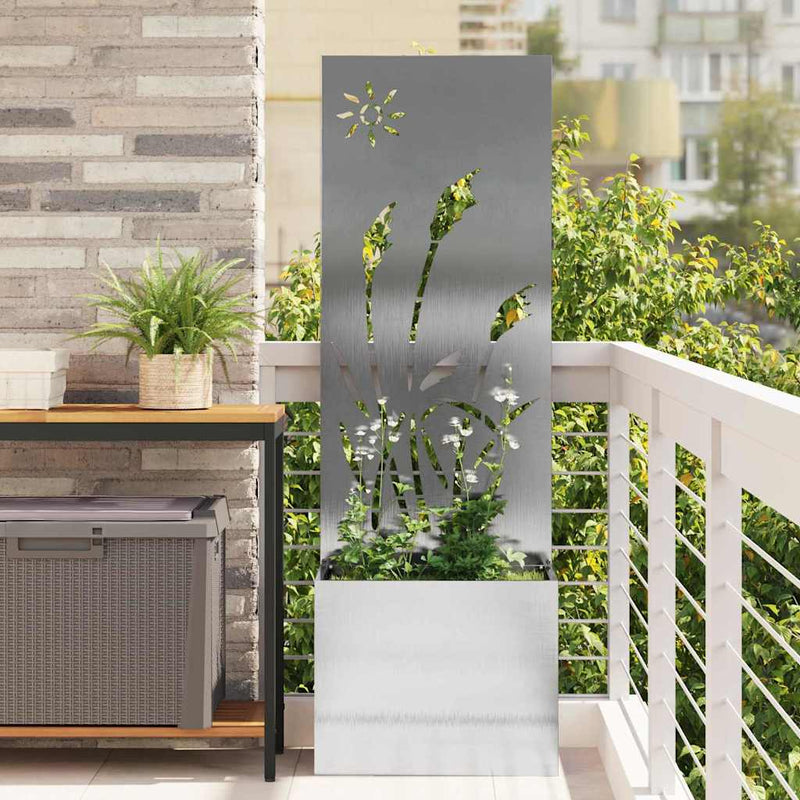 VidaXL brise-vue de jardin chantourné argent 50 x 140 cm acier inoxydable
