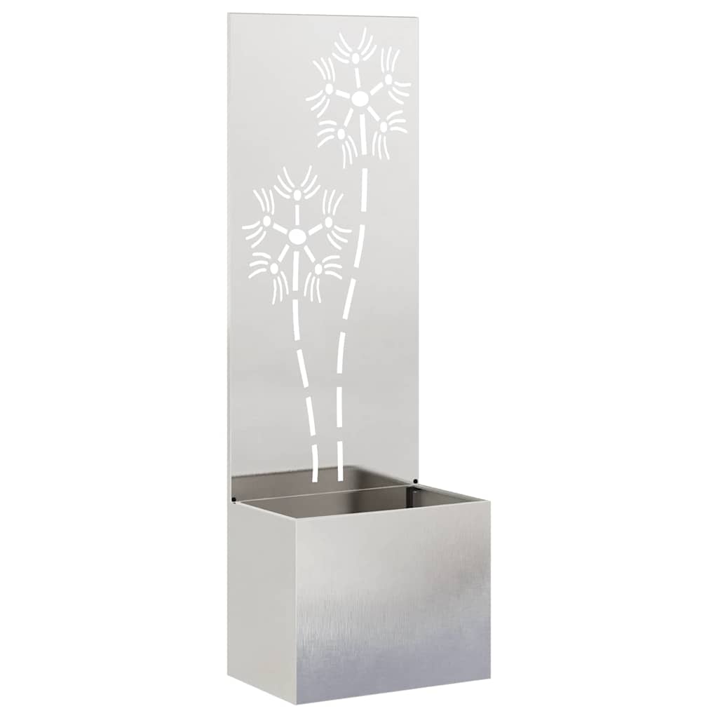 Vidaxxl brise-vue de jardin fleurs argent 50 x 140 cm acier inoxydable