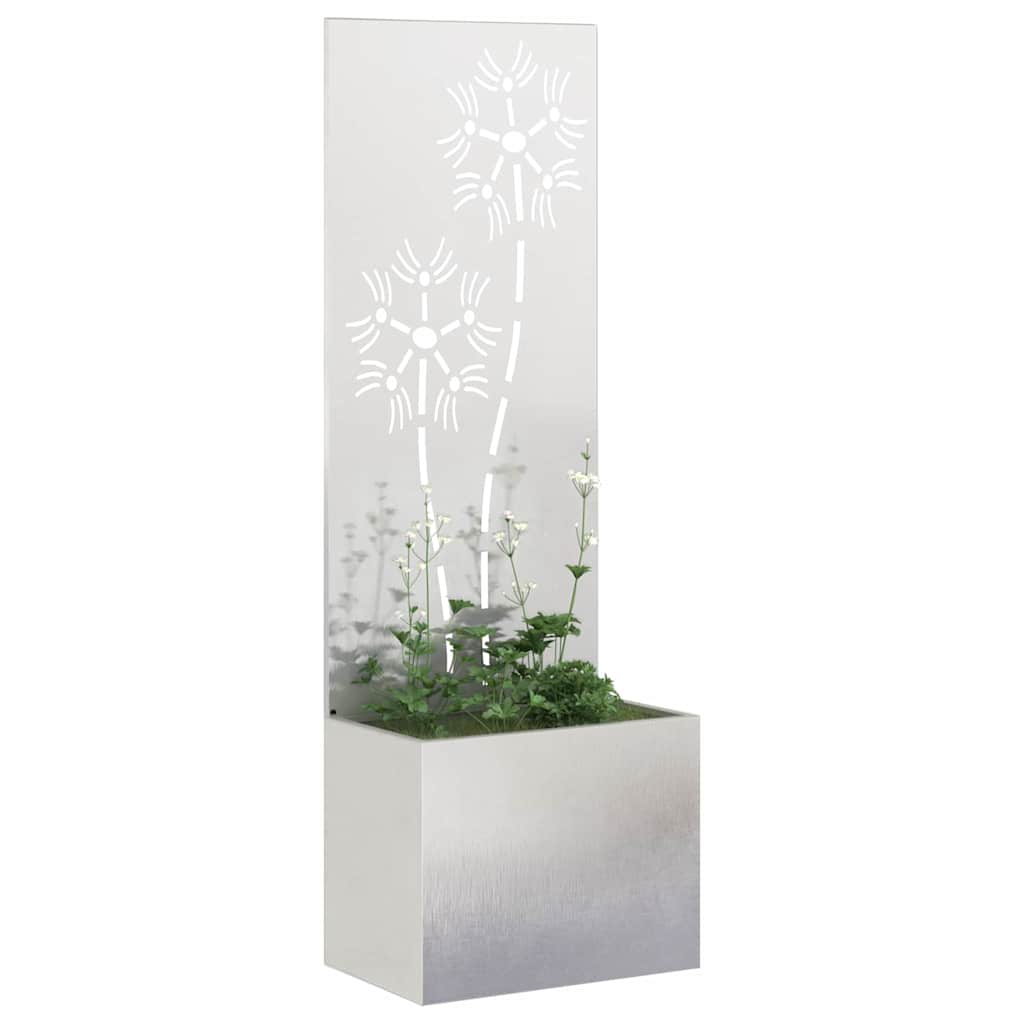 Vidaxxl brise-vue de jardin fleurs argent 50 x 140 cm acier inoxydable