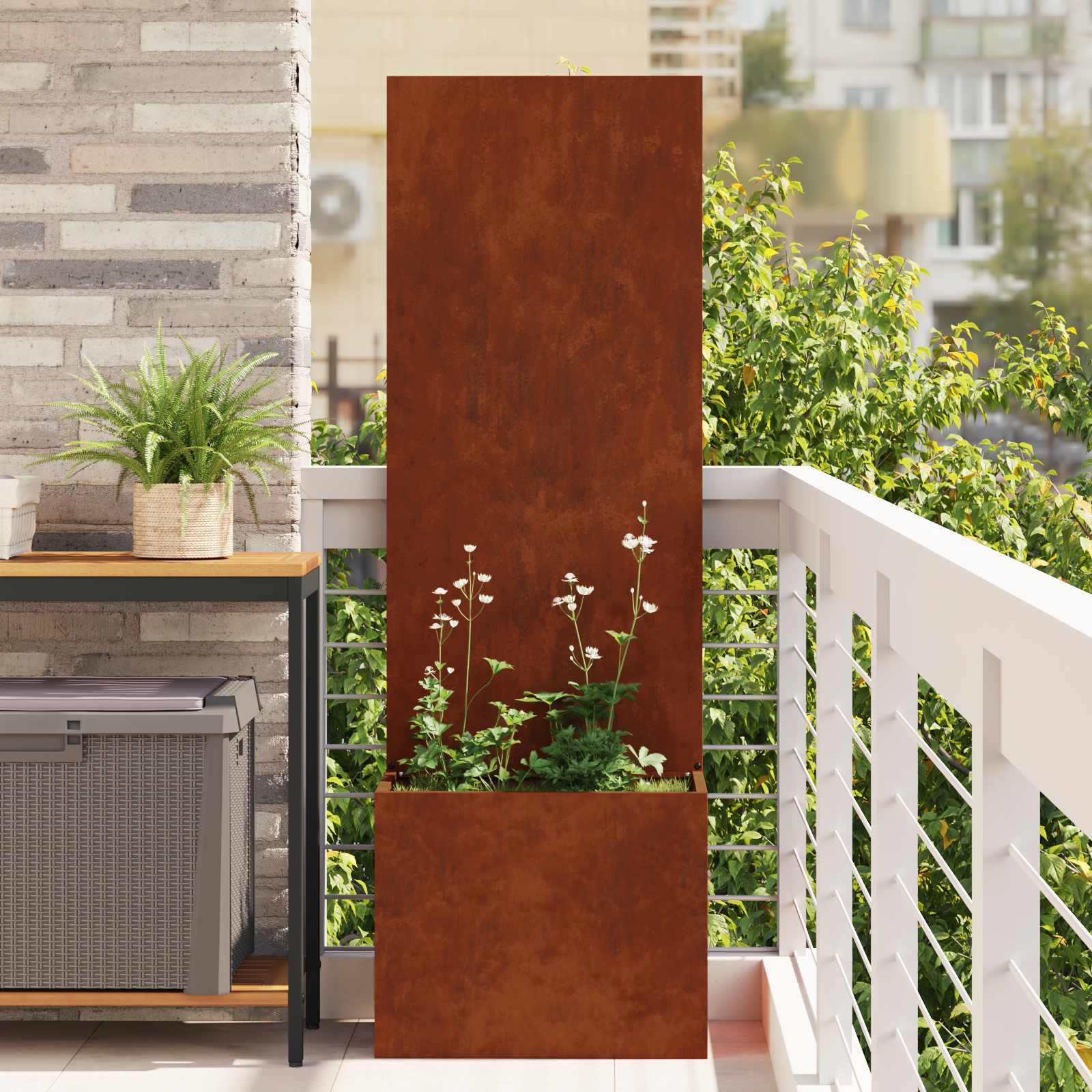 Vidaxl brise-vue de jardin rouillé 50 x 32 x 150 cm acier corten
