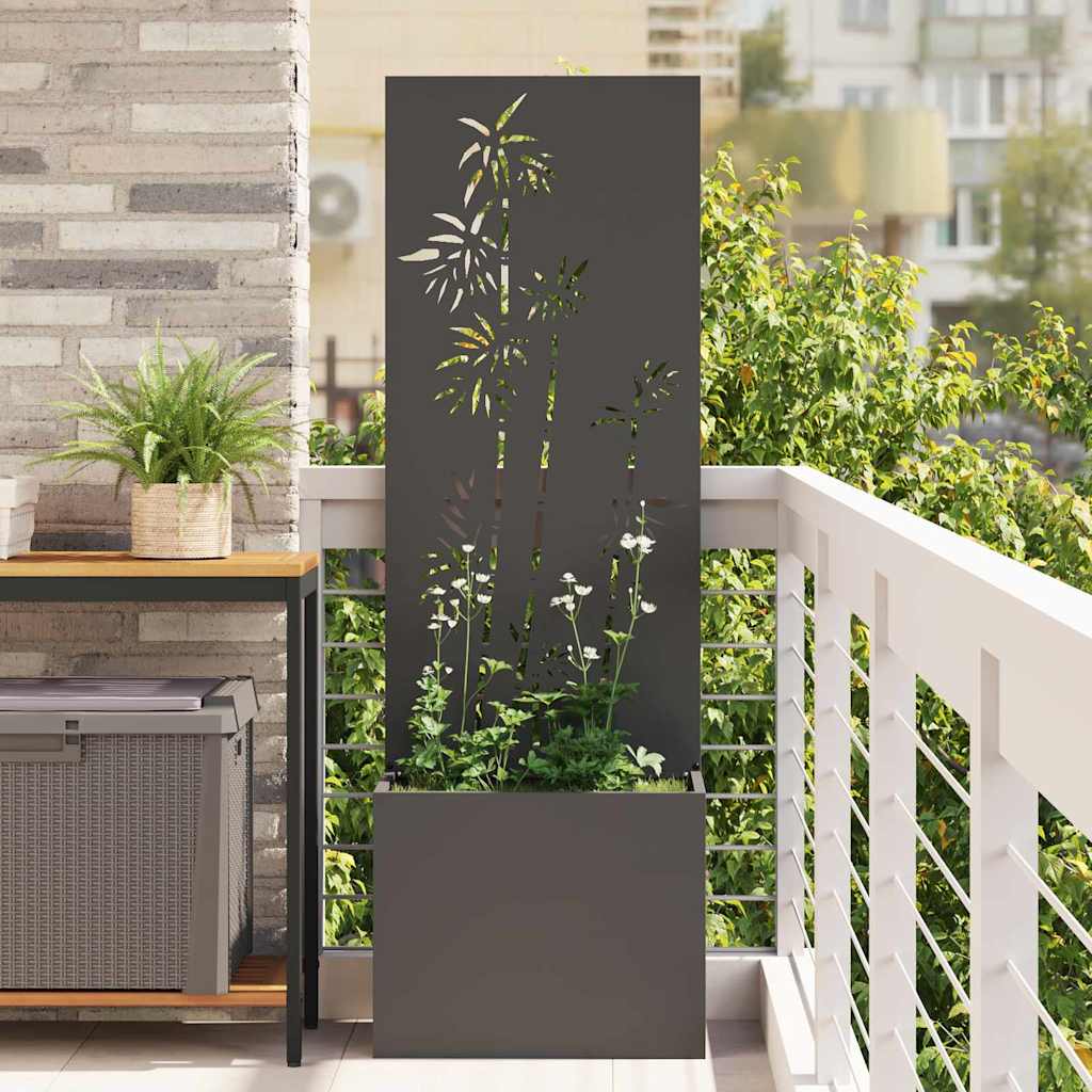 Vidaxxl brise-vue de jardin fleurs noir 50 x 140 cm acier laminé à froid