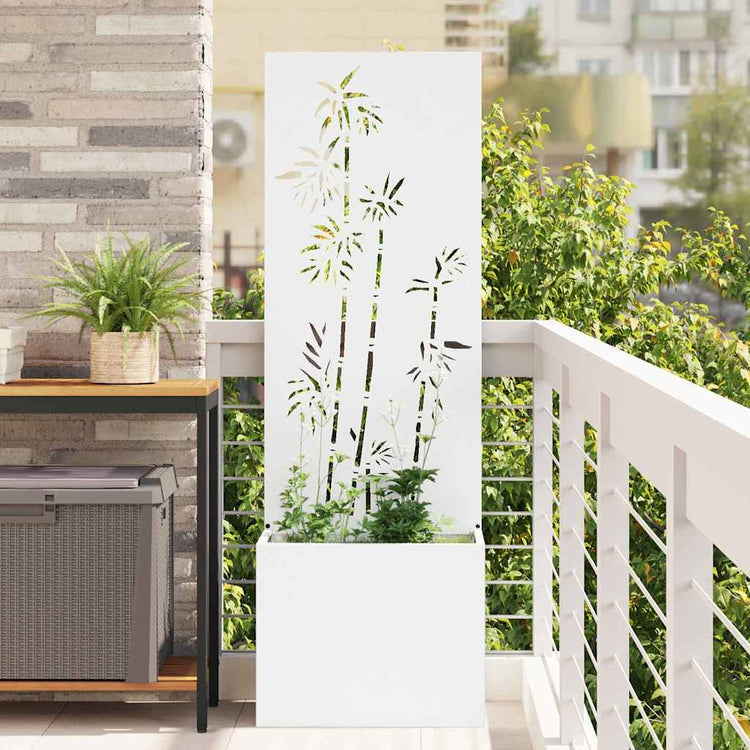 Vidaxxl brise-vue de jardin fleurs blanc 50 x 140 cm acier laminé à froid