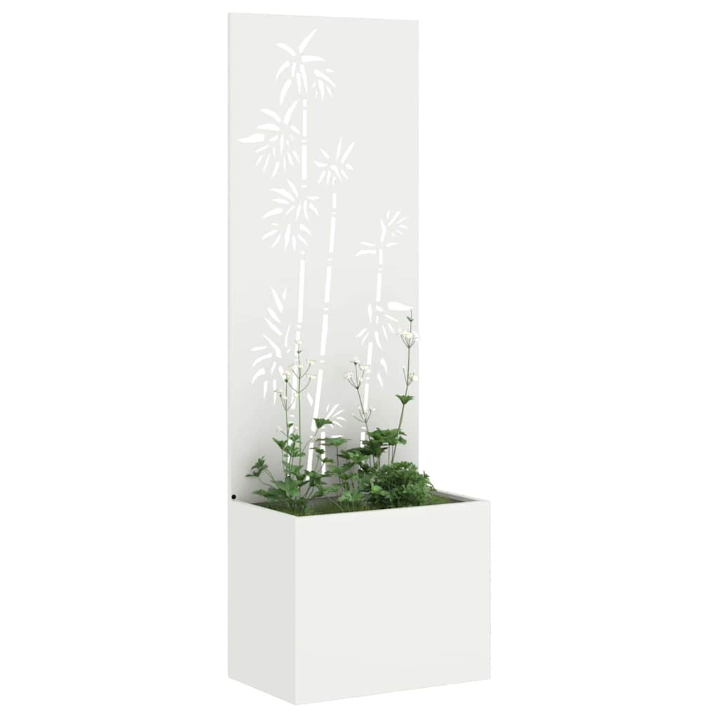 Vidaxxl brise-vue de jardin fleurs blanc 50 x 140 cm acier laminé à froid