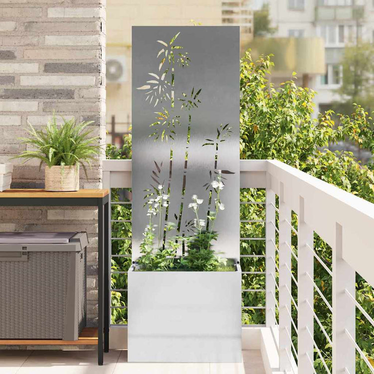 Vidaxxl brise-vue de jardin fleurs argent 50 x 140 cm acier inoxydable