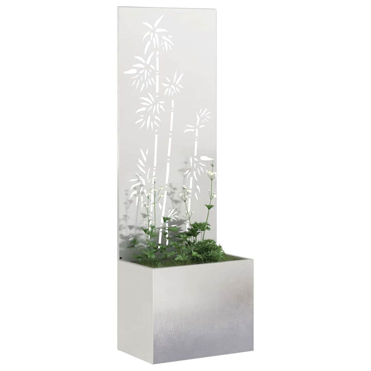 Vidaxxl brise-vue de jardin fleurs argent 50 x 140 cm acier inoxydable