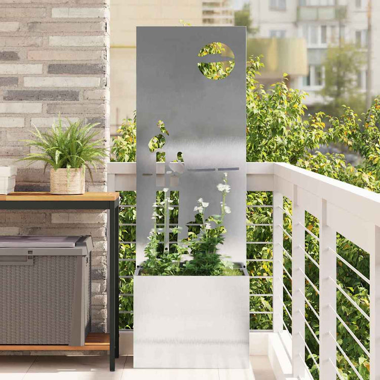 VidaXL brise-vue de jardin chantourné argent 50 x 140 cm acier inoxydable