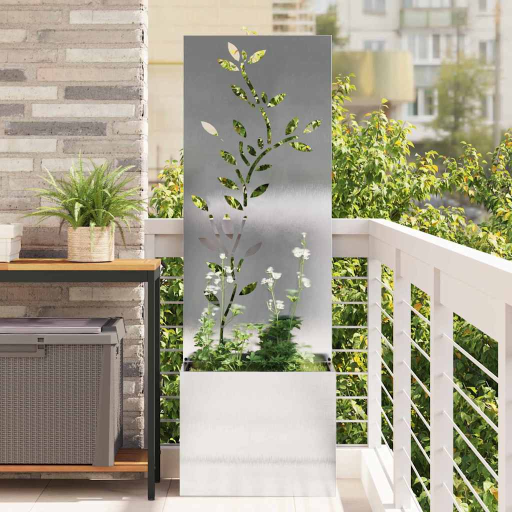 Vidaxxl brise-vue de jardin fleurs argent 50 x 140 cm acier inoxydable
