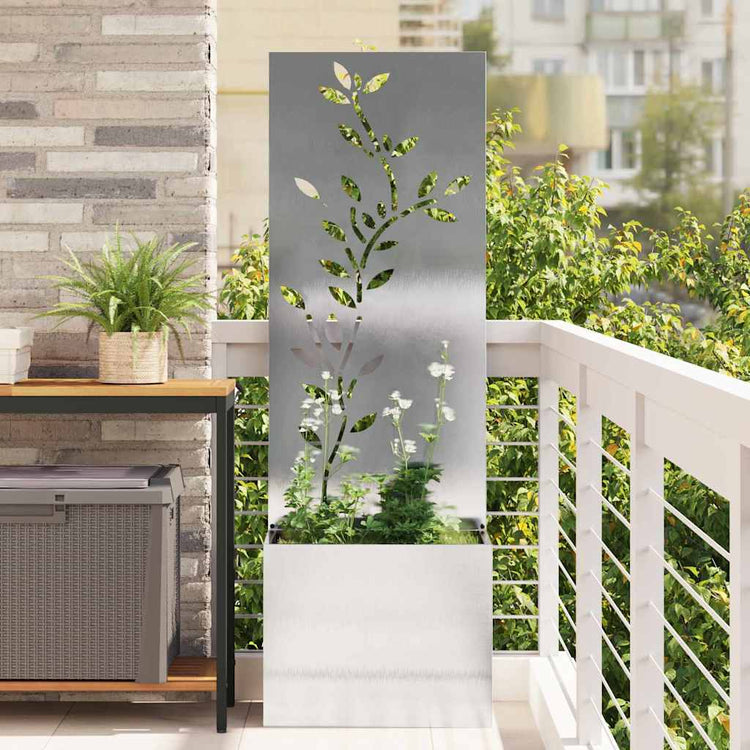 Vidaxxl brise-vue de jardin fleurs argent 50 x 140 cm acier inoxydable