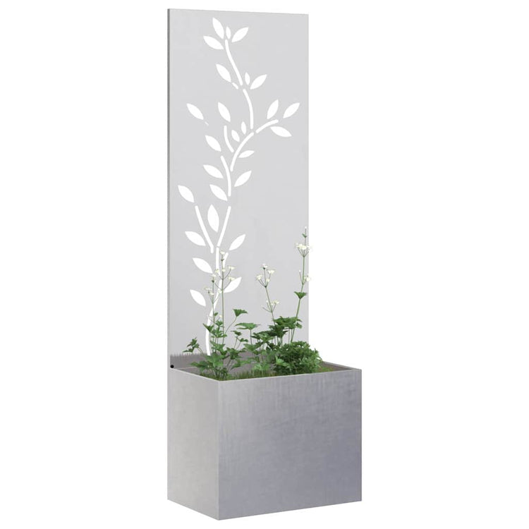 Vidaxxl brise-vue de jardin fleurs argent 50 x 140 cm acier inoxydable