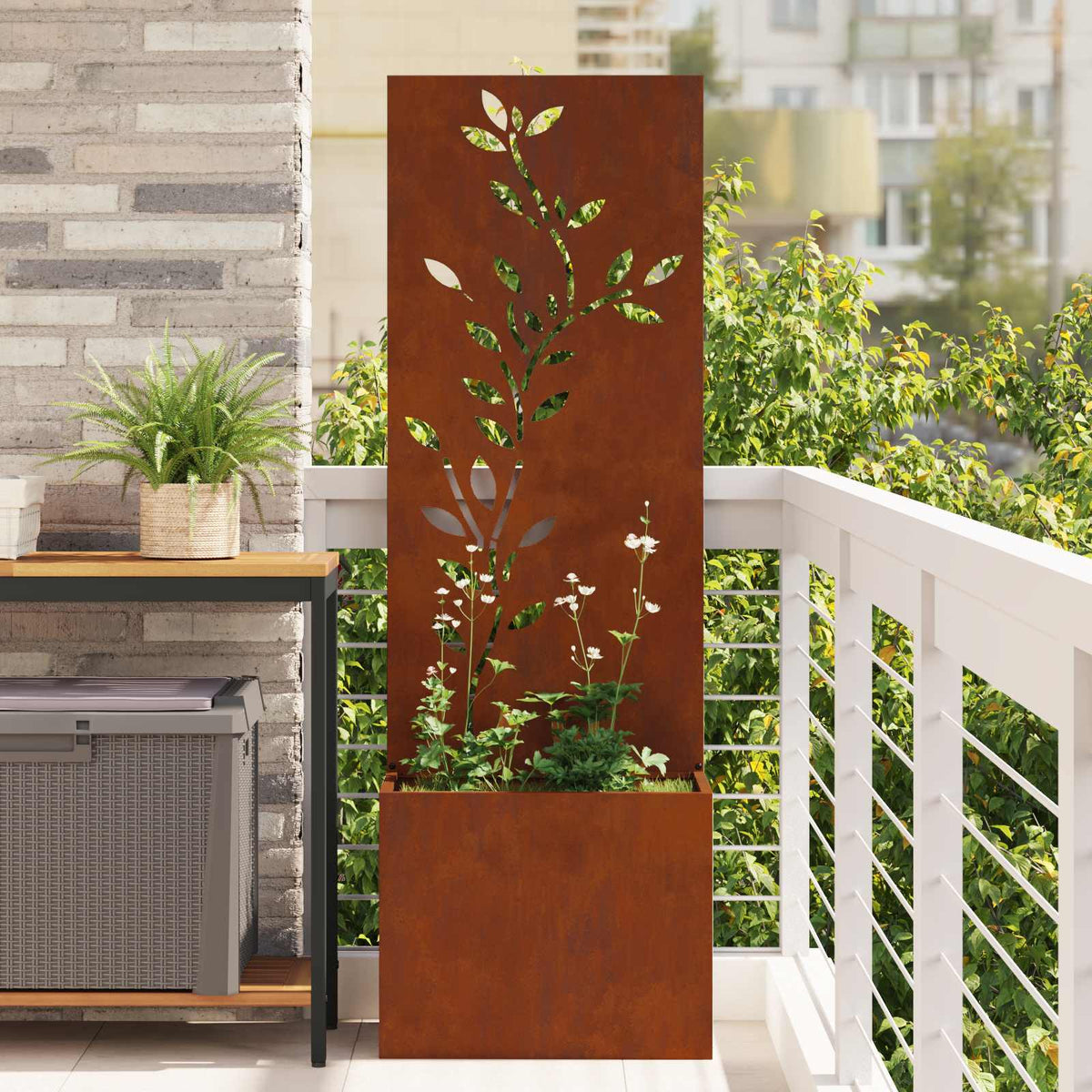 Vidaxxl brise-vue de jardin fleurs rouillées 50 x 140 cm acier corten