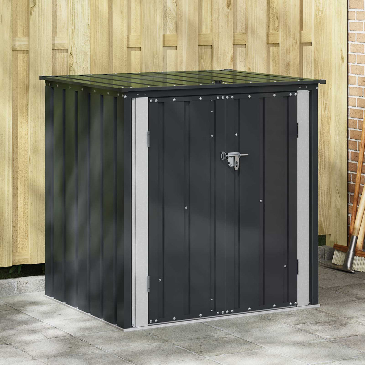 VidaXL boîte de rangement de jardin noir 101,5 x 82 x 100 cm acier