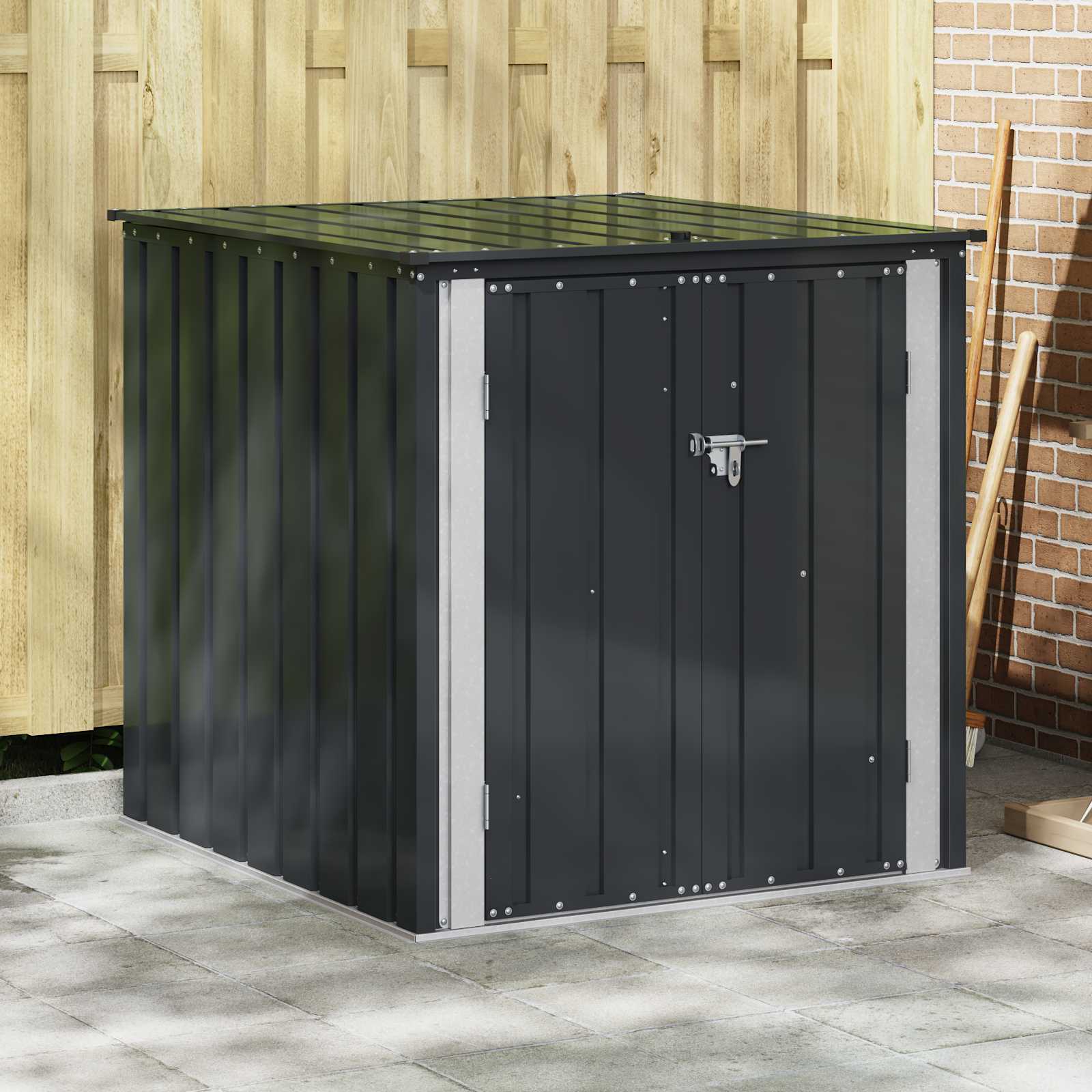 VidaXL boîte de rangement de jardin noir 101,5 x 107 x 100 cm acier