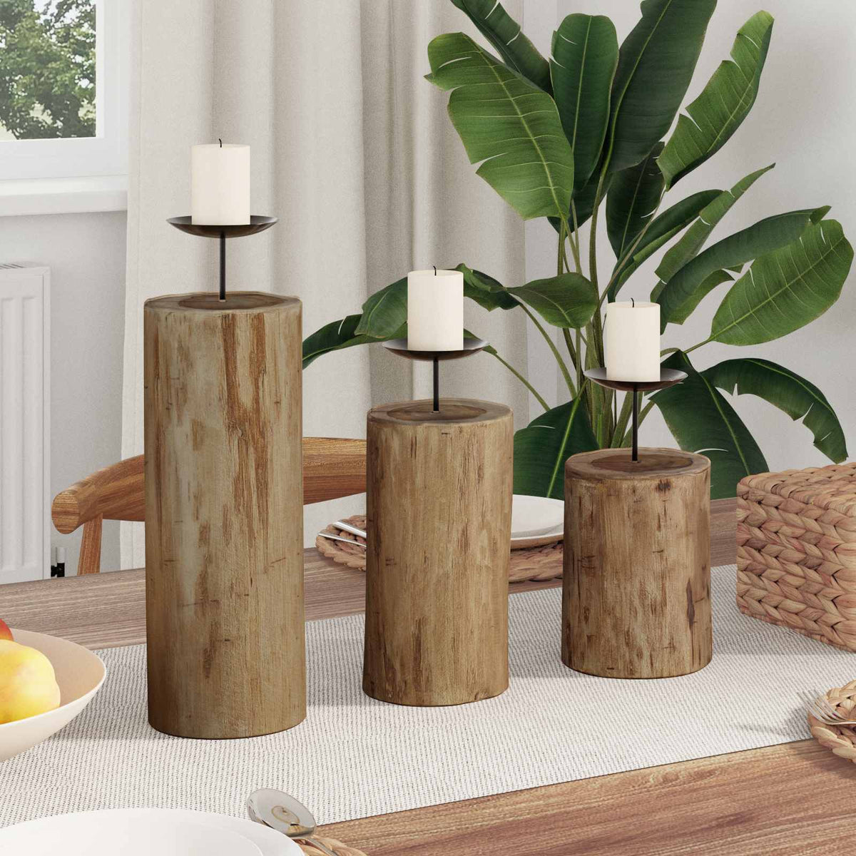 Vidaxx bougeoir 3 pcs bois de teck massif naturel