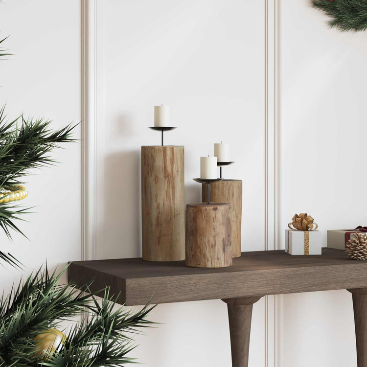 Vidaxx bougeoir 3 pcs bois de teck massif naturel