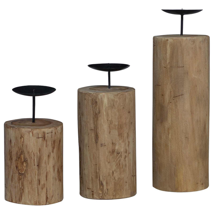 Vidaxx bougeoir 3 pcs bois de teck massif naturel