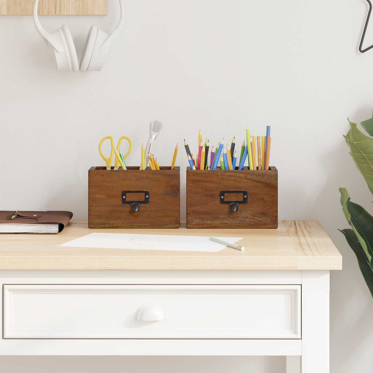 Vidaxxl trousse multicolore 18 x 10 x 12 cm bois d'acajou massif