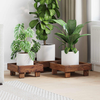 VidaXL support pour plantes 3 pcs bois d'acajou marron