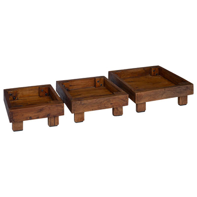 VidaXL support pour plantes 3 pcs bois d'acajou marron