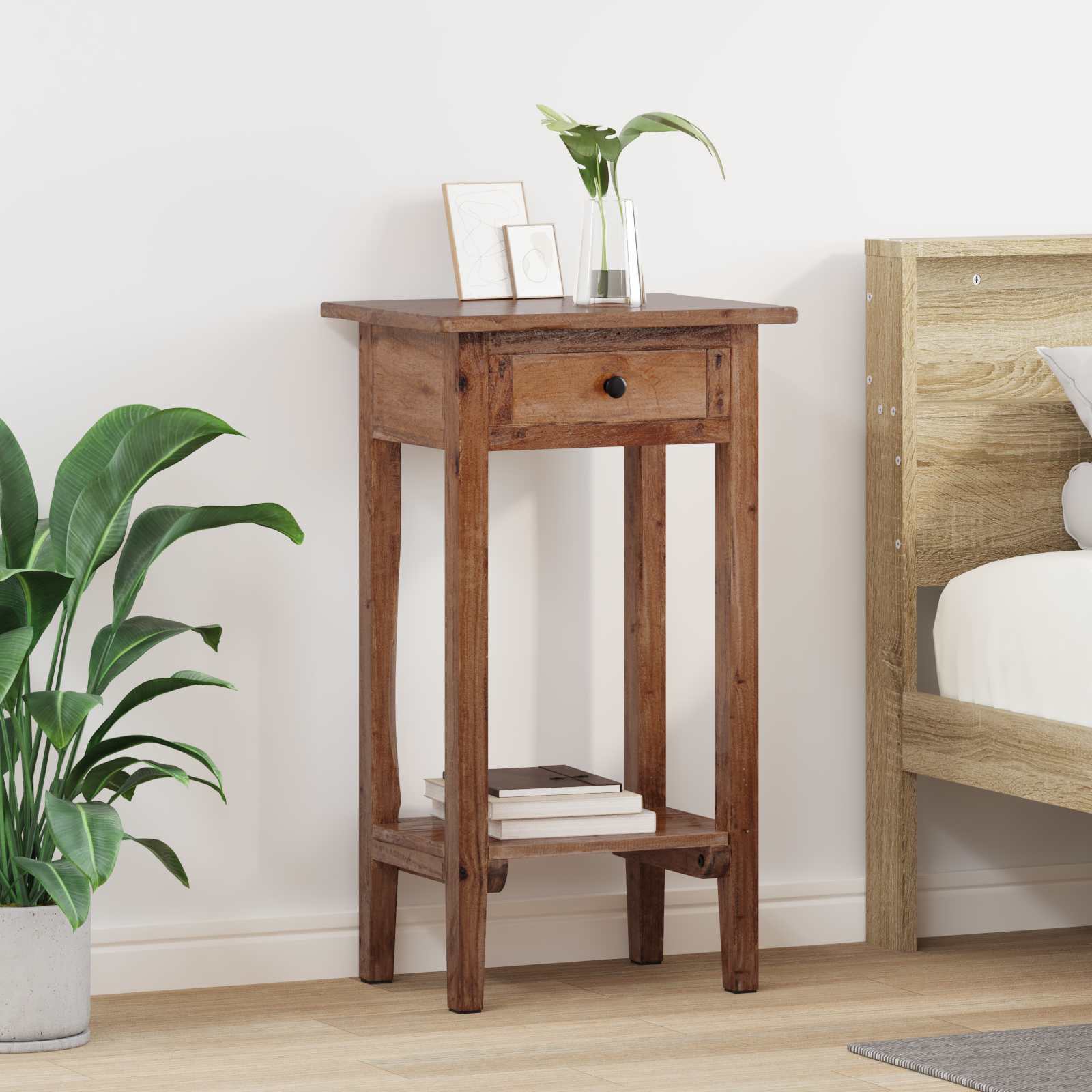 Vidaxx support pour plantes avec tiroir marron 34 x 25 x 52 cm acajou