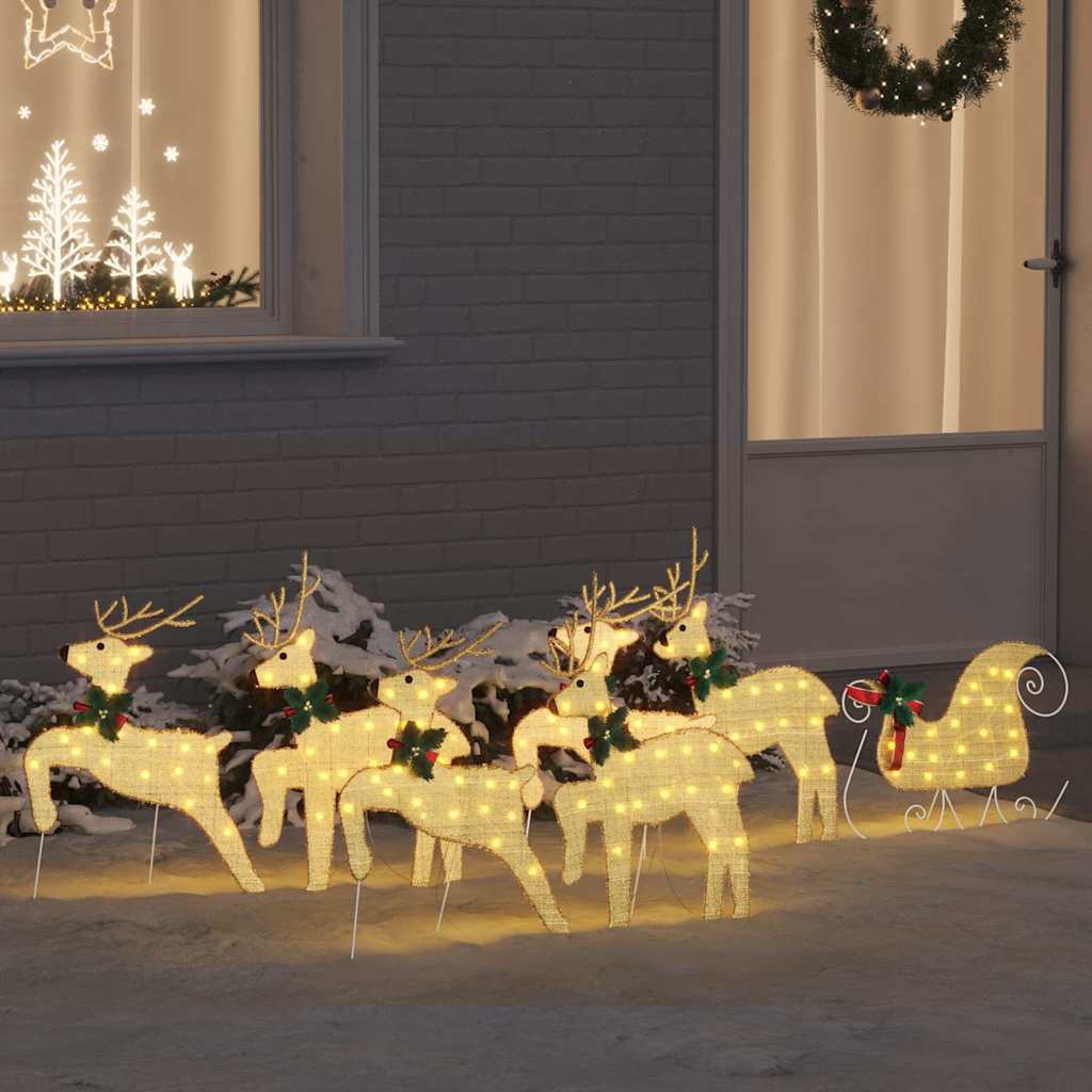 VidaXL led renne 7 pcs poussière d'or