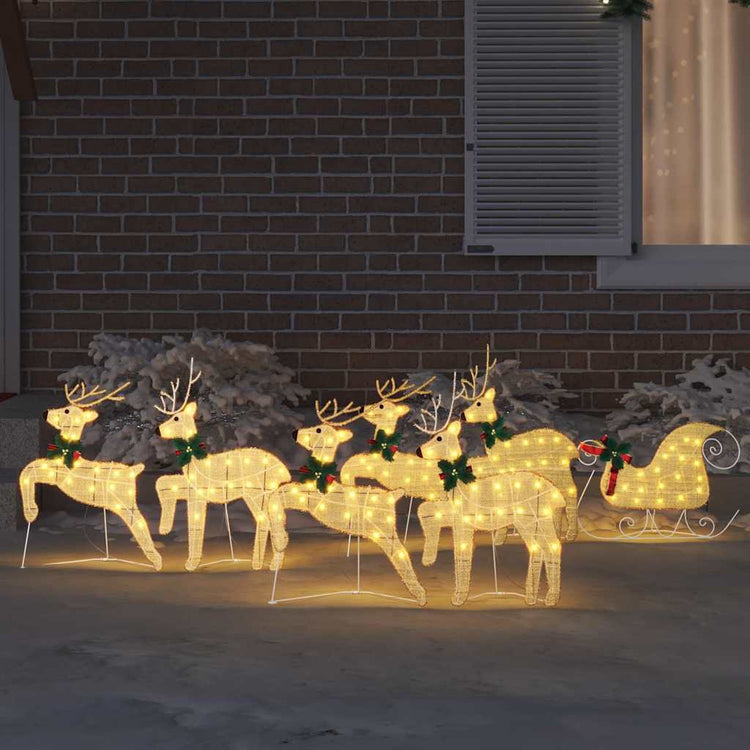 VidaXL led renne 7 pcs poussière d'or