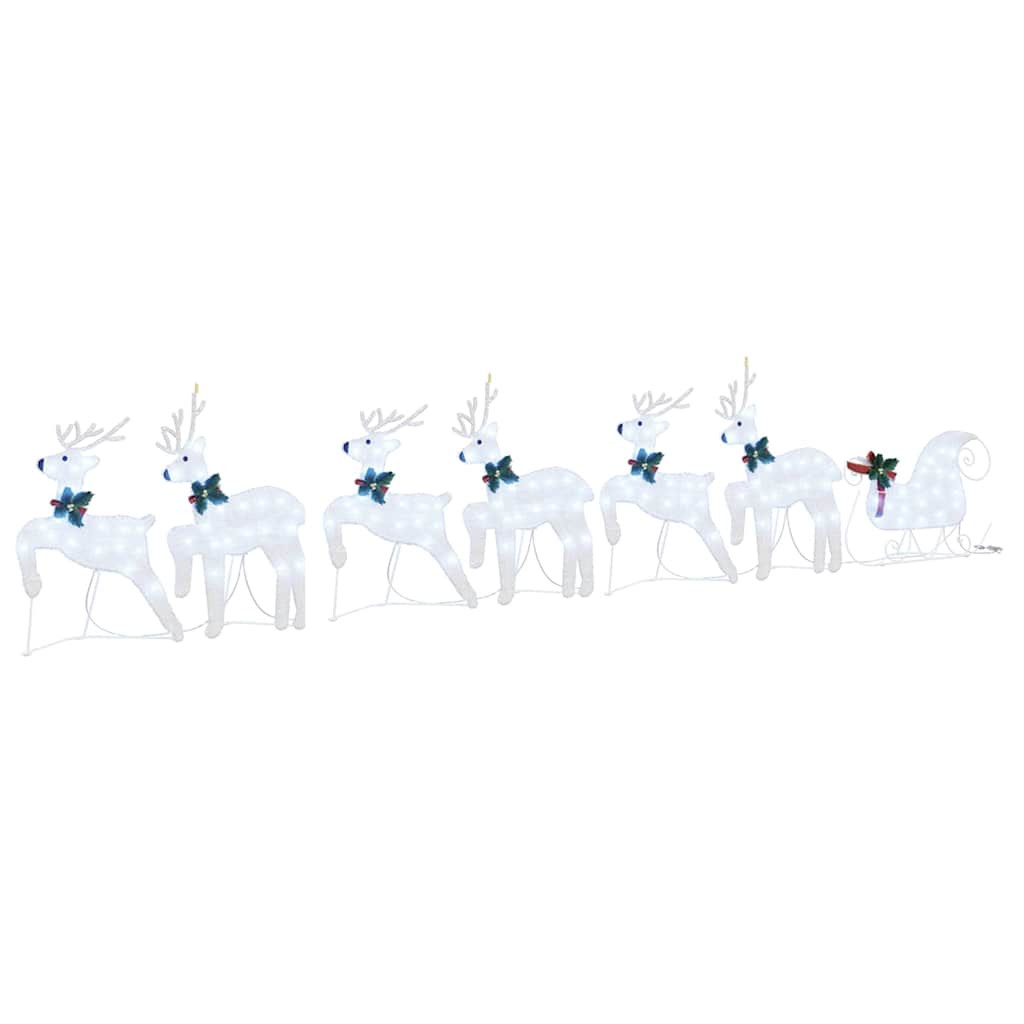 Vidaxxl renne led 7 pcs tissu argenté