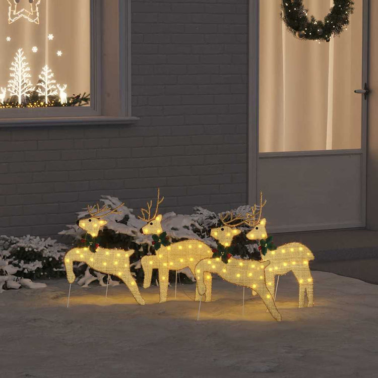 VidaXL led renne 4 pcs poussière d'or
