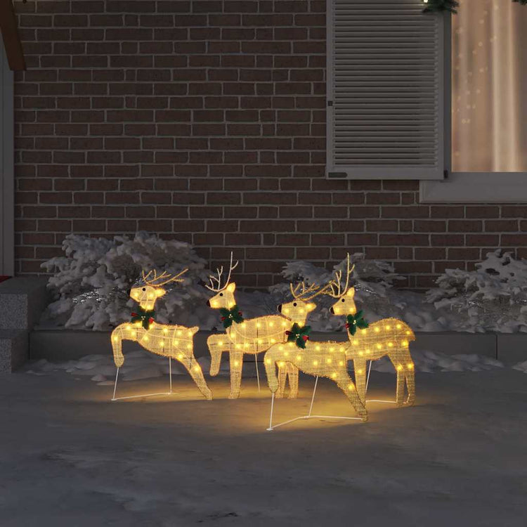 VidaXL led renne 4 pcs poussière d'or