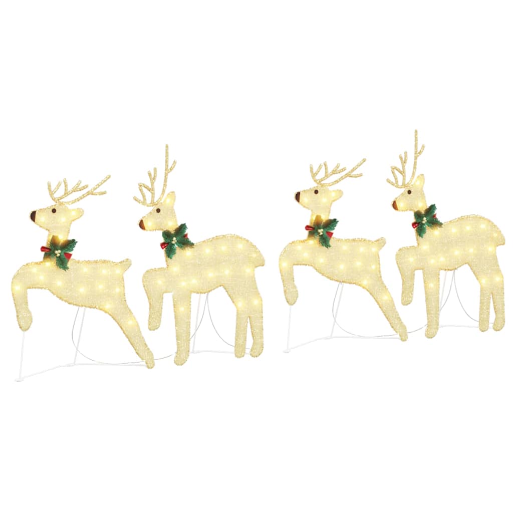 VidaXL led renne 4 pcs poussière d'or