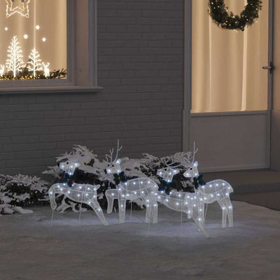 Vidaxxl renne led 4 pcs tissu blanc