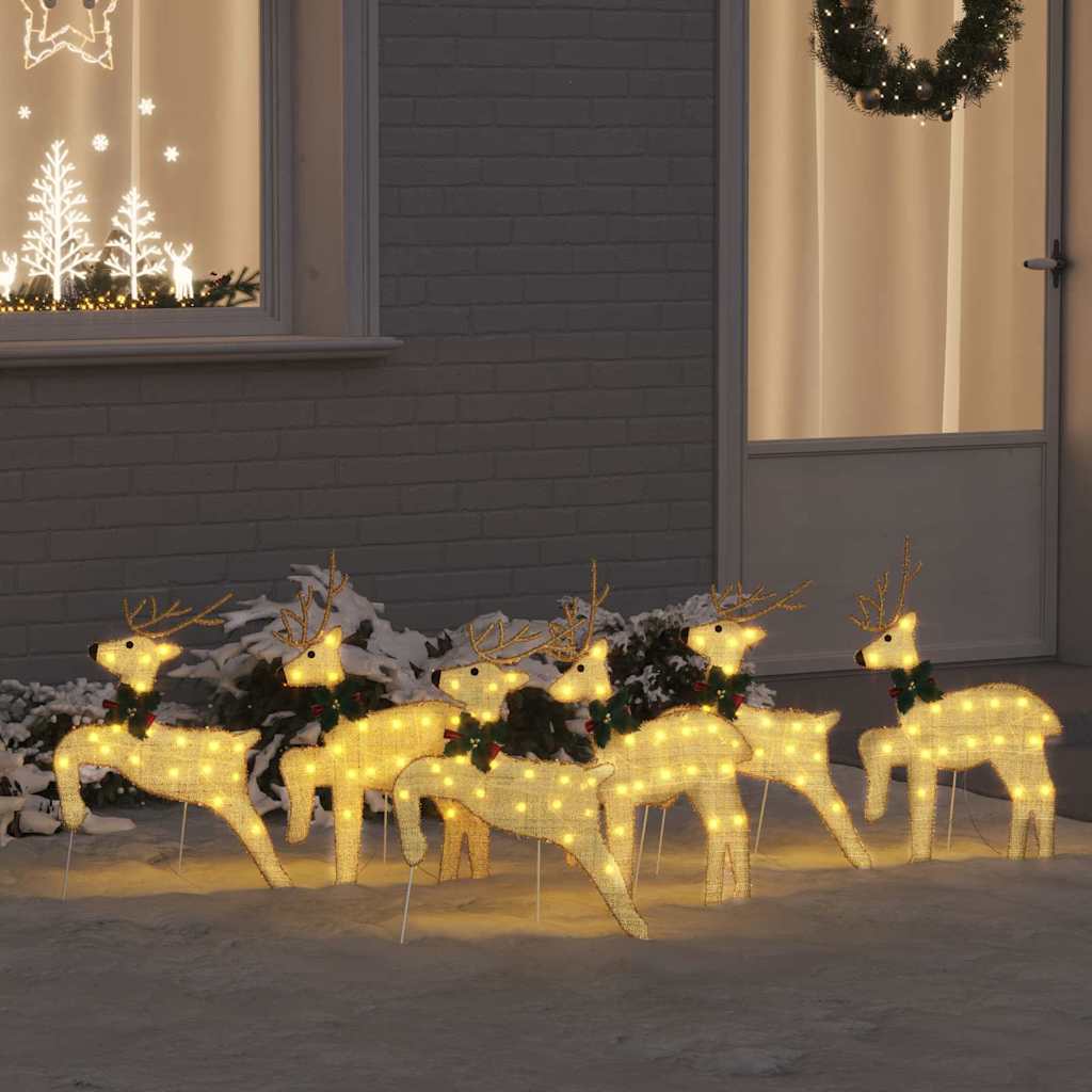 VidaXL led renne 6 pcs poussière d'or