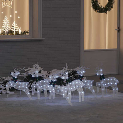 Vidaxxl renne led 6 pcs tissu blanc