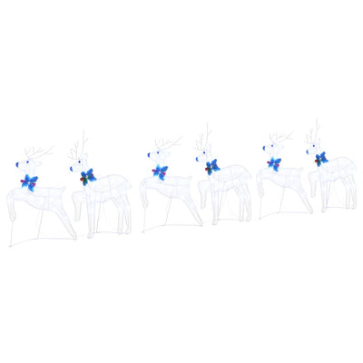 Vidaxxl renne led 6 pcs tissu blanc