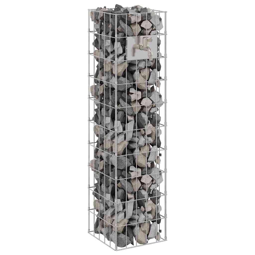 Vidaxx gabion robinet argent 25 x 25 x 100 cm acier inoxydable