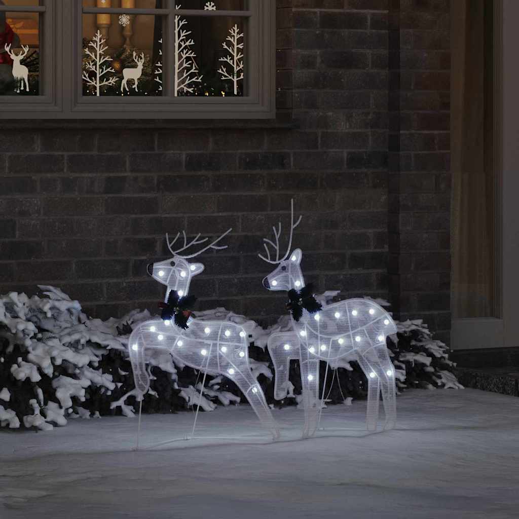 Vidaxxl renne led 2 pcs tissu blanc froid