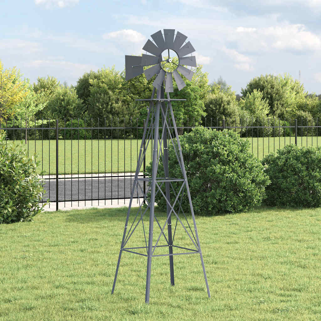 VidaXL moulin à vent gris 84 x 68 x 245 cm fer