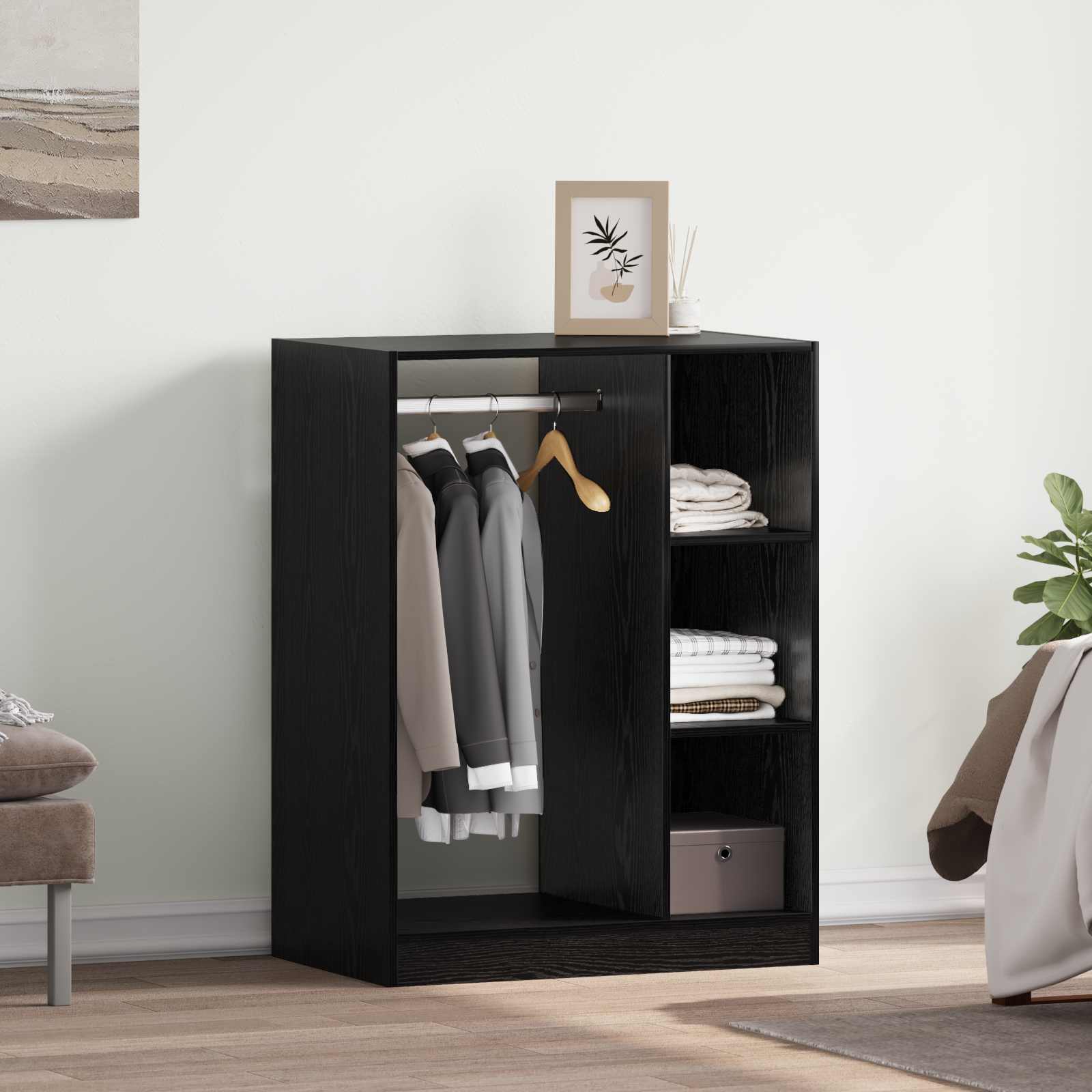 VidaXL armoire avec étagère avec rangement chêne noir 77 x 48 x 102 cm