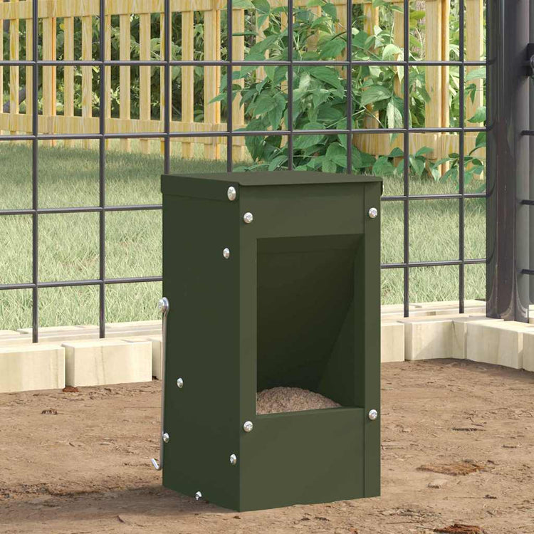 Vidaxl nourriture pour lapin vert olive 12,5 x 12,5 x 25 cm acier laminé à froid