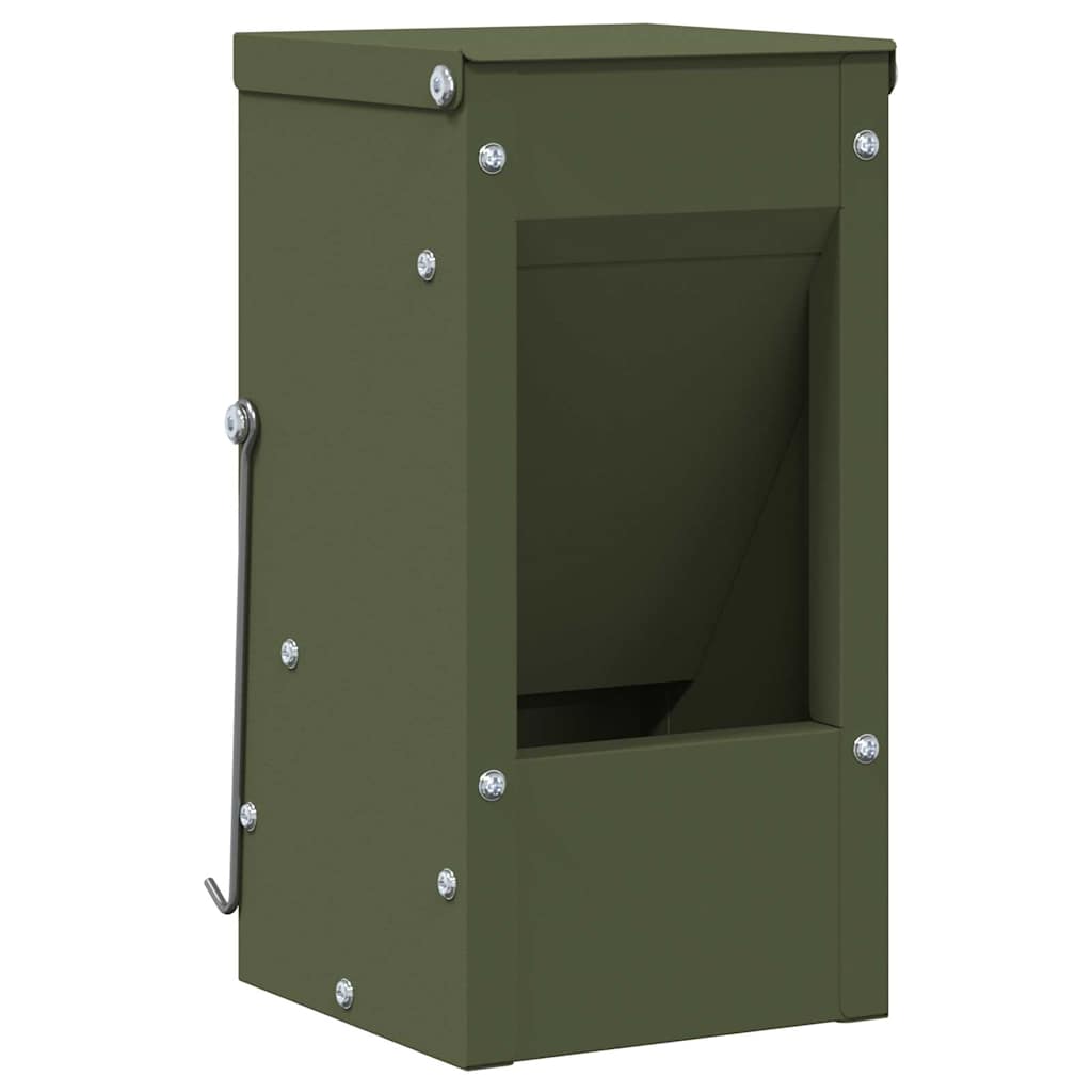 Vidaxl nourriture pour lapin vert olive 12,5 x 12,5 x 25 cm acier laminé à froid