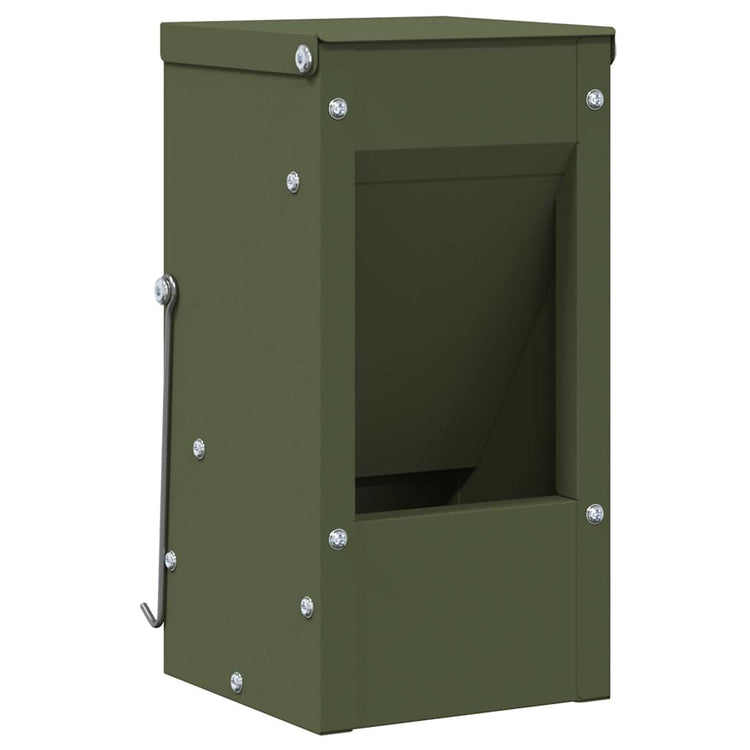 Vidaxl nourriture pour lapin vert olive 12,5 x 12,5 x 25 cm acier laminé à froid