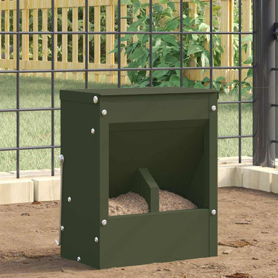 Vidaxxl nourriture pour lapin vert olive 20 x 12,5 x 25 cm acier laminé à froid