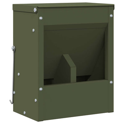 Vidaxxl nourriture pour lapin vert olive 20 x 12,5 x 25 cm acier laminé à froid