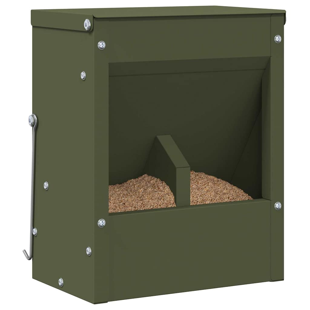 Vidaxxl nourriture pour lapin vert olive 20 x 12,5 x 25 cm acier laminé à froid