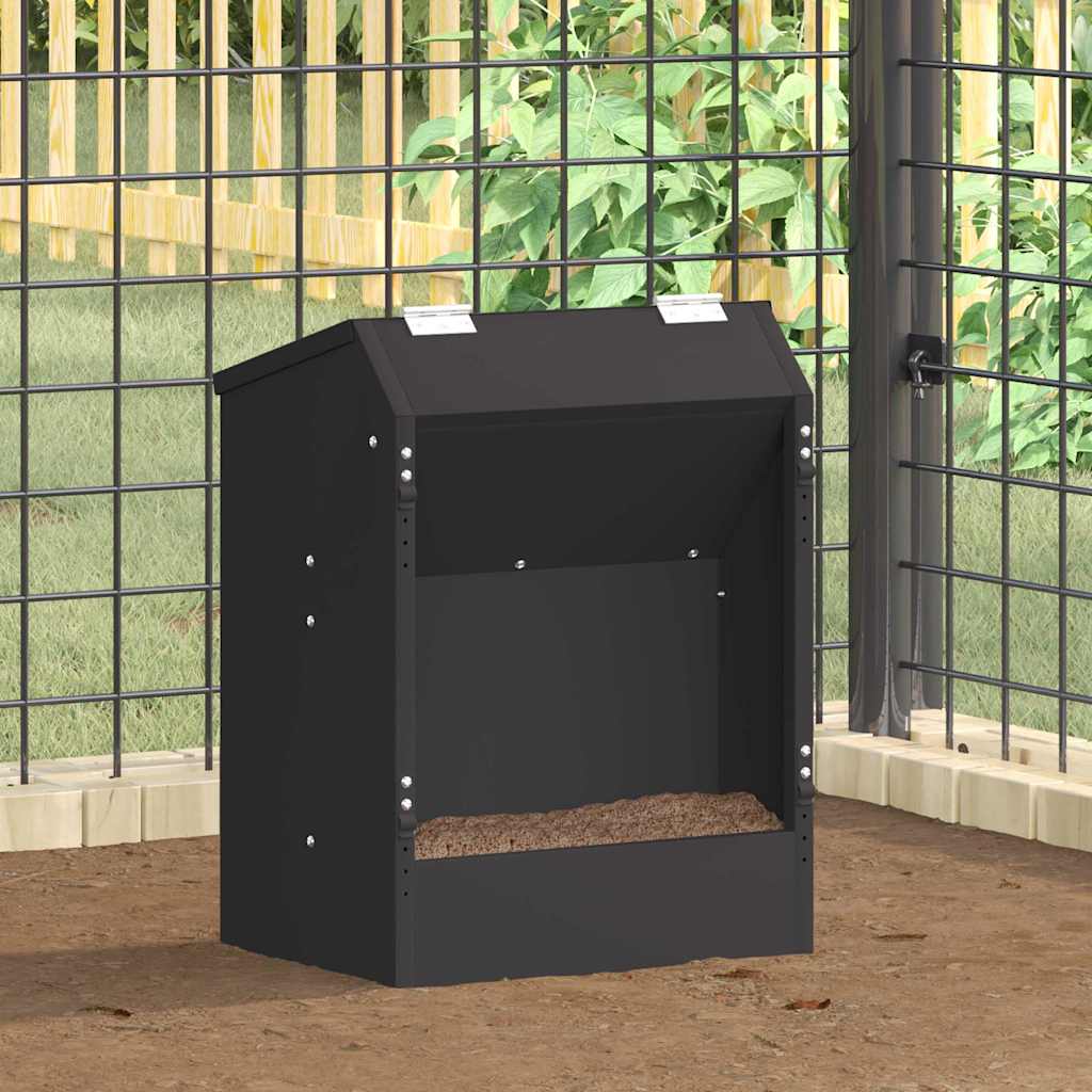 Vidaxl nourriture pour lapin noir 64,5 x 25,5 x 45,5 cm acier laminé à froid